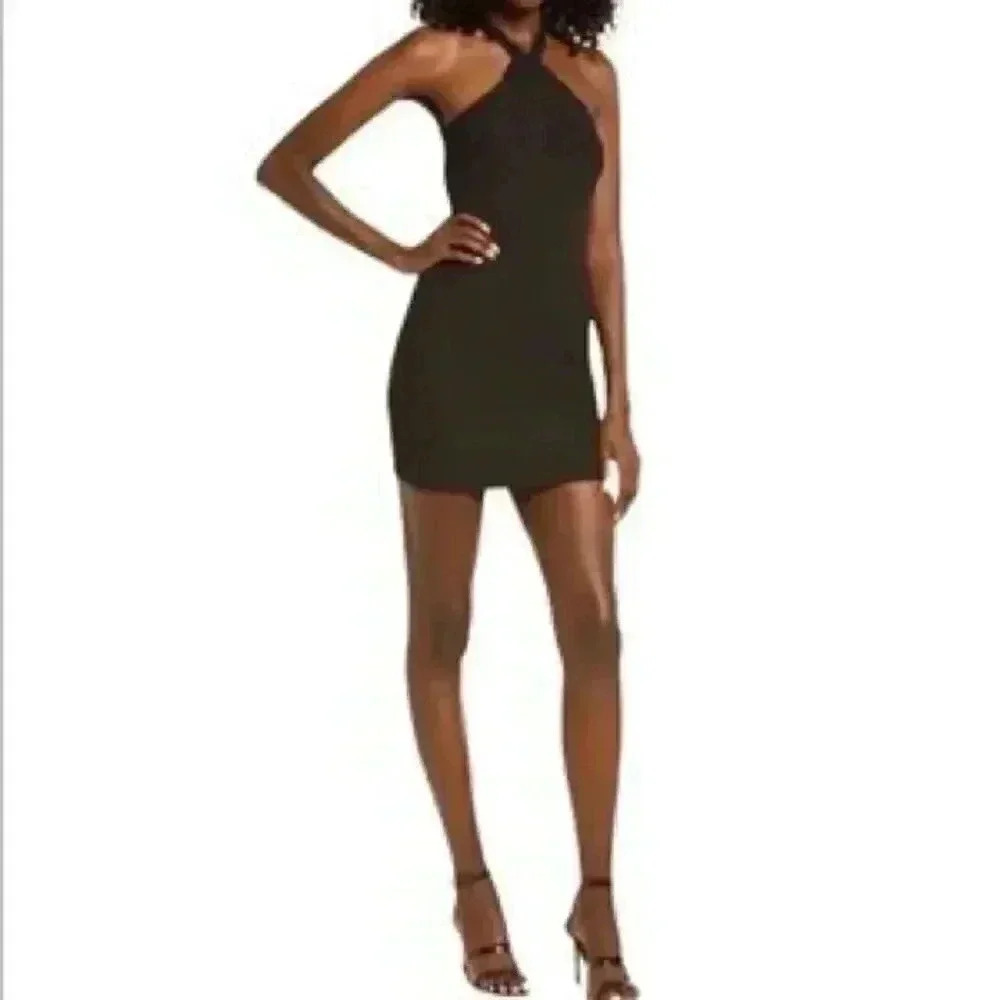 NWT Naked Wardrobe Halter Neck Cross Back Dress - Large